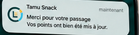 Notification : merci pour votre passage, vos points ont été mis à jour